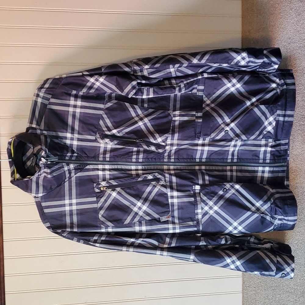 EUC Air Jordan jacket windbreaker size medium gray black white checkered